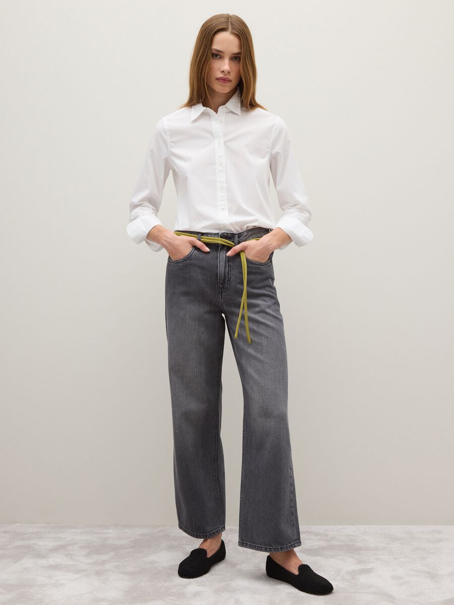 Grey Regular Fit Pure Cotton Denim Trousers_0