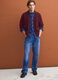 Red wool-blend cardigan with deep V-neck_1