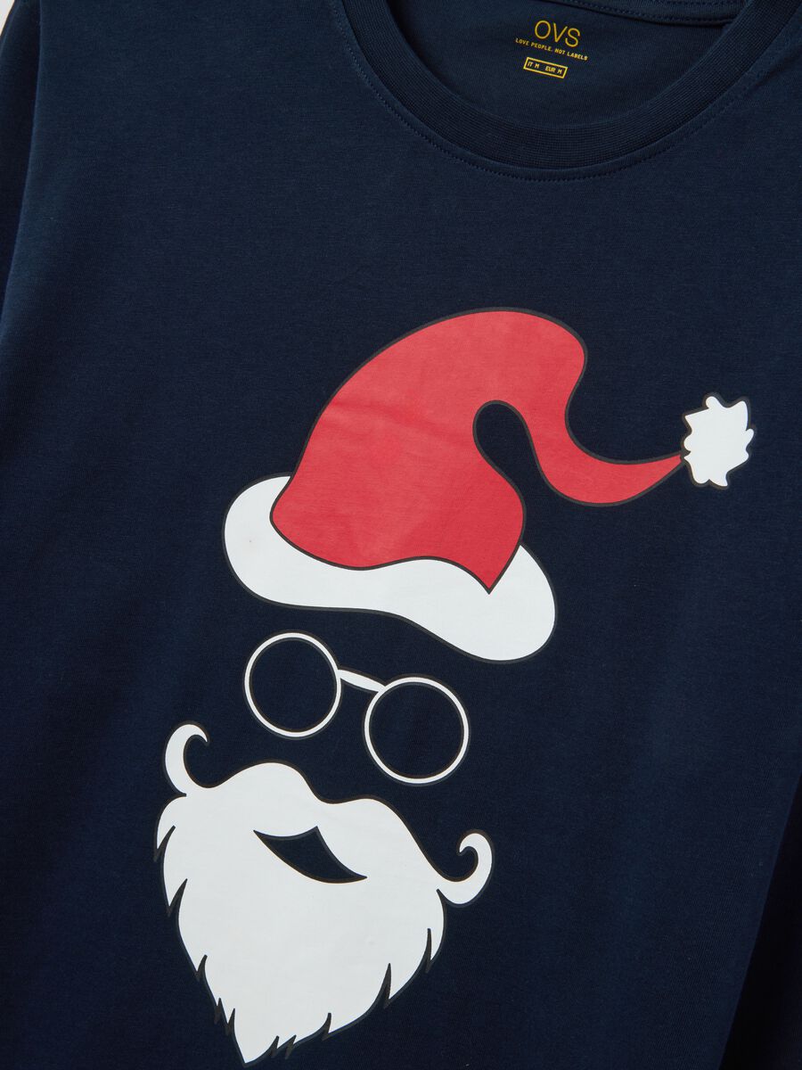 Regular fit blue Christmas pyjama top in pure cotton_1