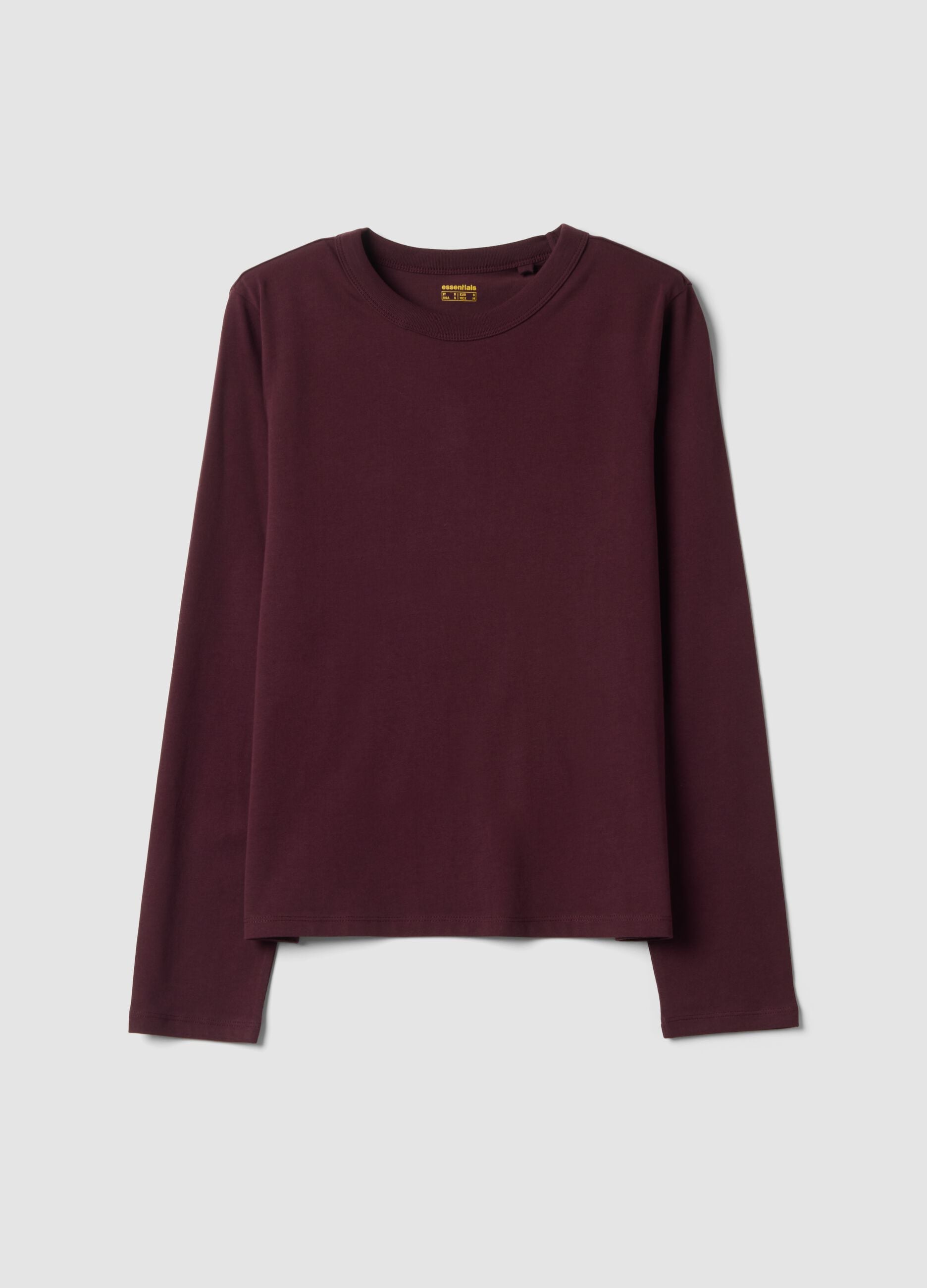 T-shirt viola in jersey di puro cotone a maniche lunghe regular fit