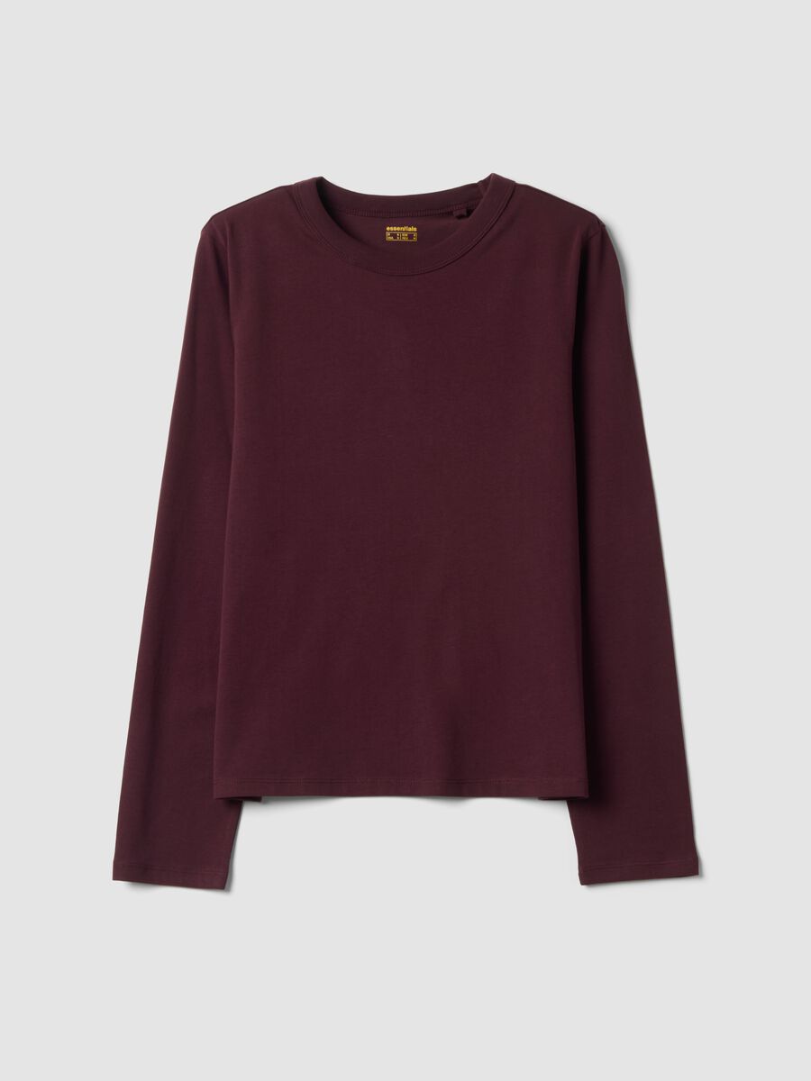 T-shirt viola in jersey di puro cotone a maniche lunghe regular fit_0