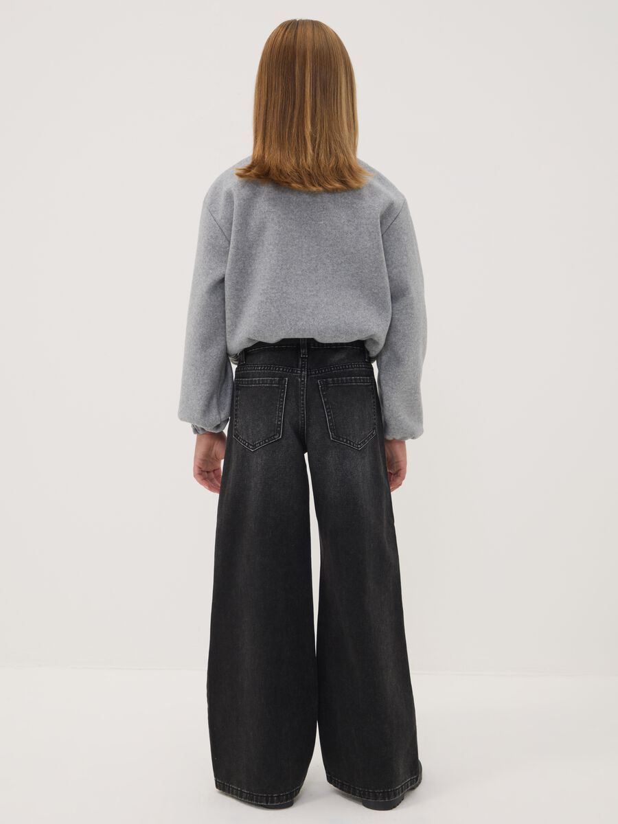Jeans neri wide leg in puro cotone per ragazza_2