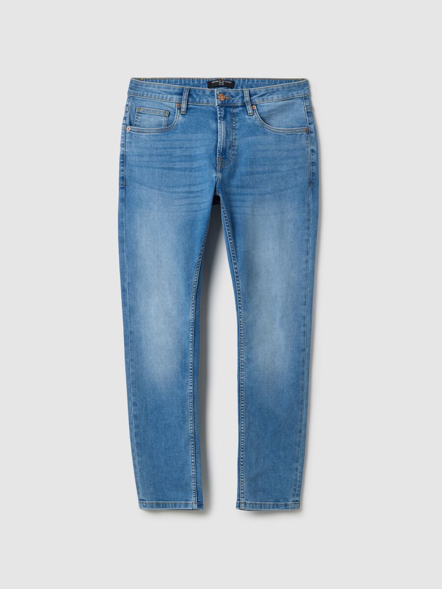 Light Blue Stretch Denim Skinny Fit Jeans_4