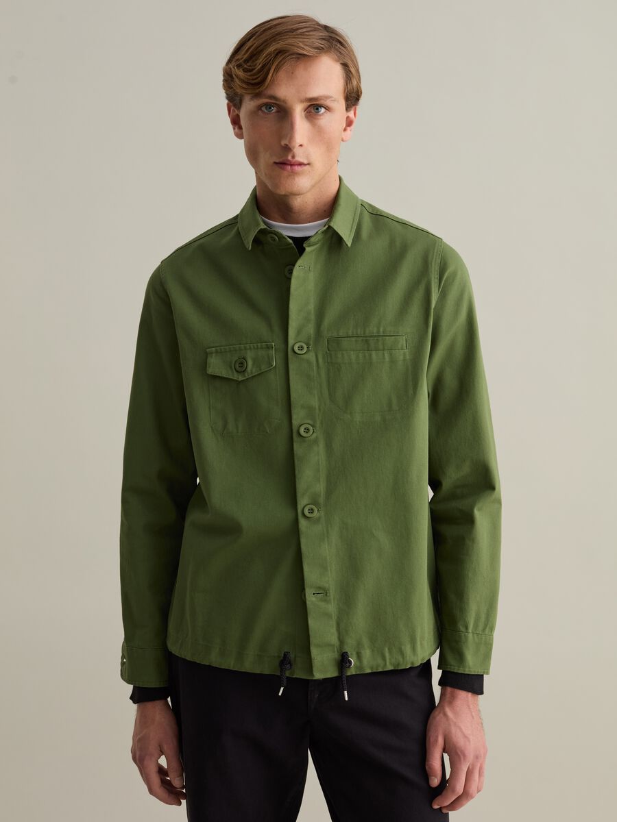 Cotton shacket with drawstring_0