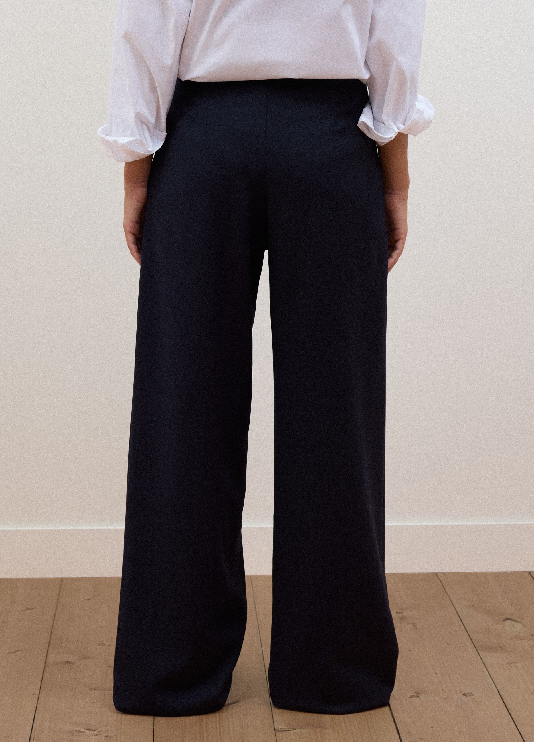 Blue stretch viscose straight-fit trousers