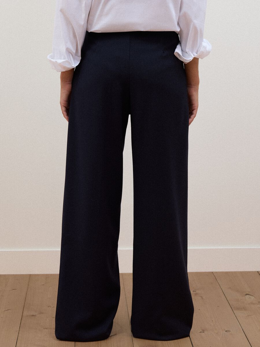 Blue stretch viscose straight-fit trousers_2