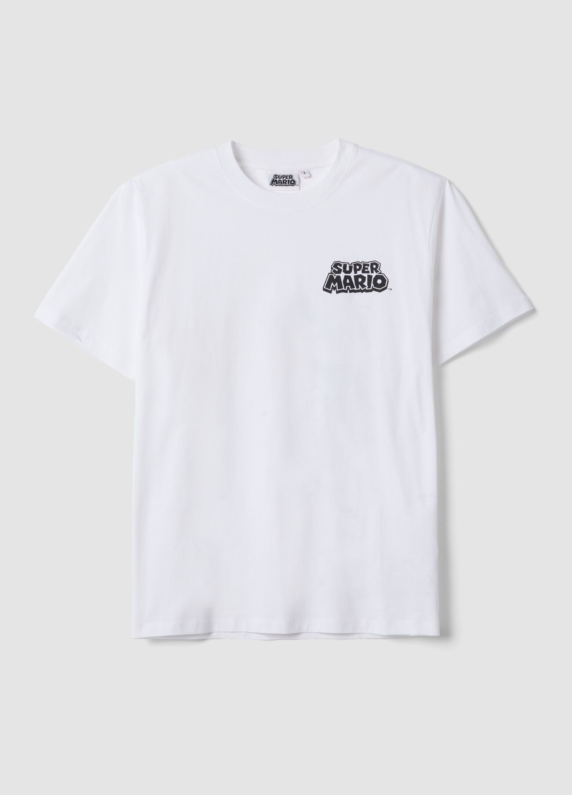 White short-sleeve pure cotton T-shirt, regular fit