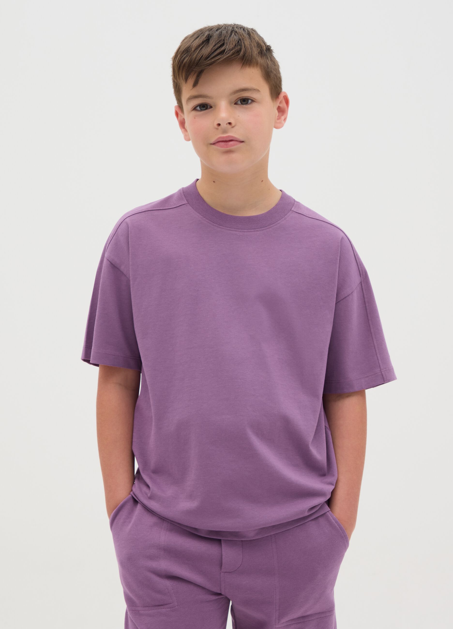 Purple pure cotton T-shirt for boys
