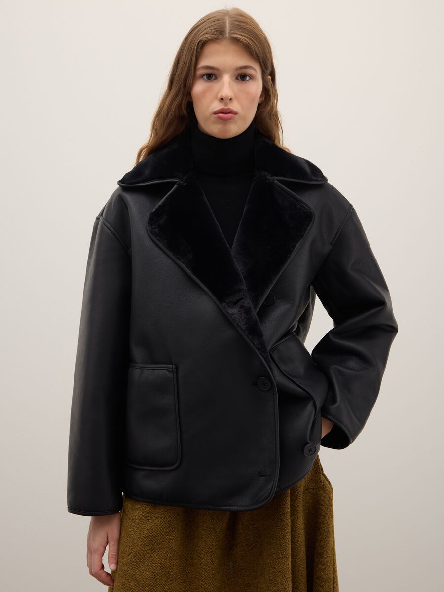 Oversized black jacket with buttons_1