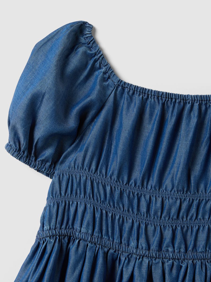 Vestito in puro lyocell blu da bambina regular fit con elastico_2