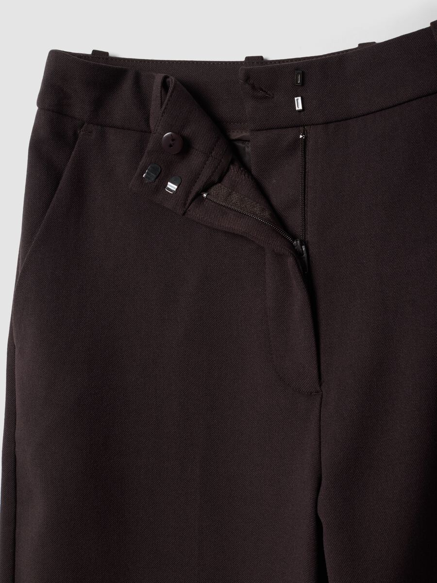 Brown flared formal trousers in stretch viscose_1