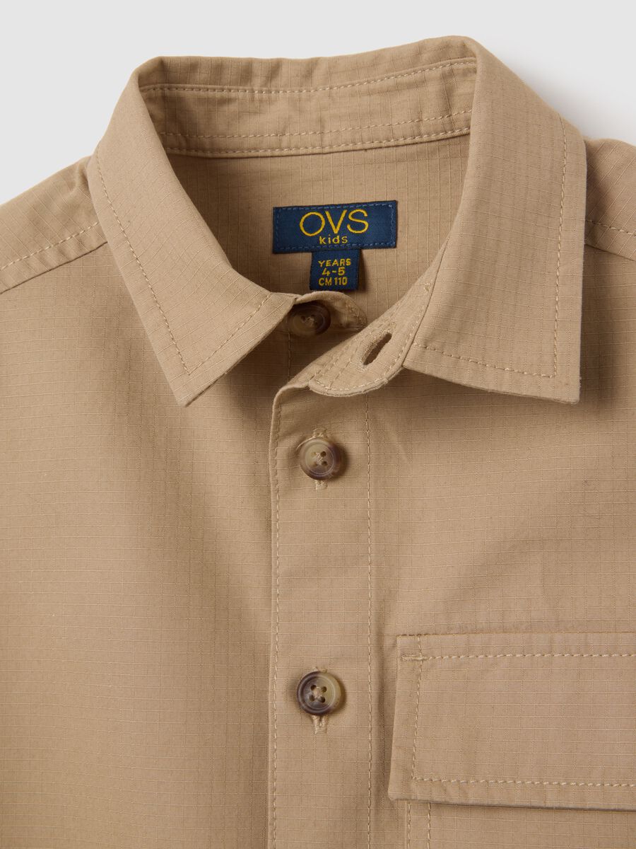 Children's shirt in pure beige cotton over_2