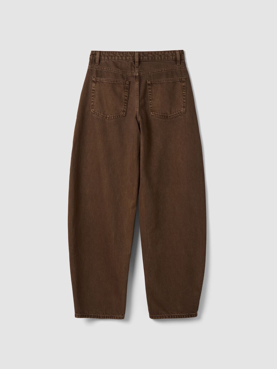 Jeans marroni in puro cotone barrel fit_6