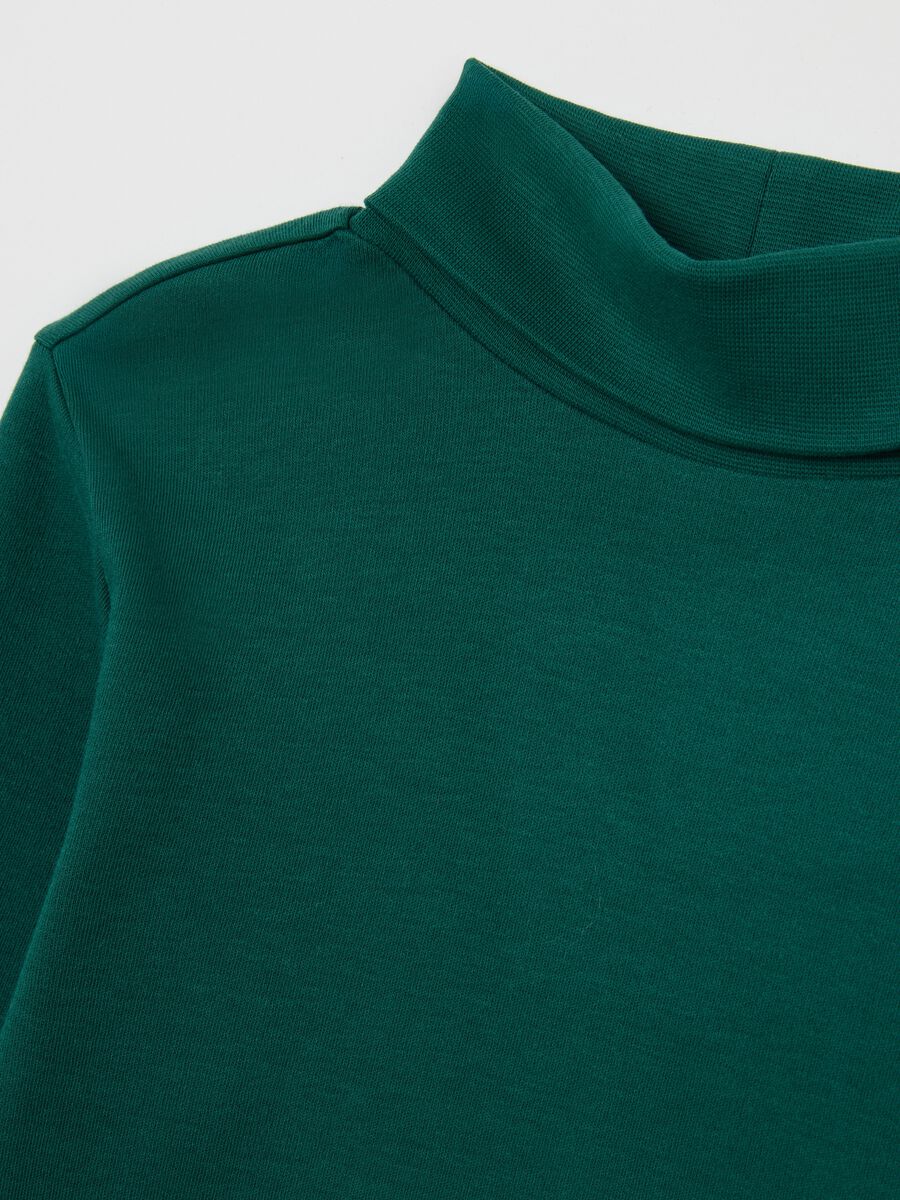 Children's green turtleneck sweater in pure cotton regular fit_2
