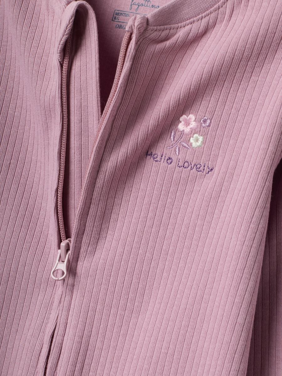 Bipack di tutine rosa in misto cotone organico elasticizzato con zip per neonata_2