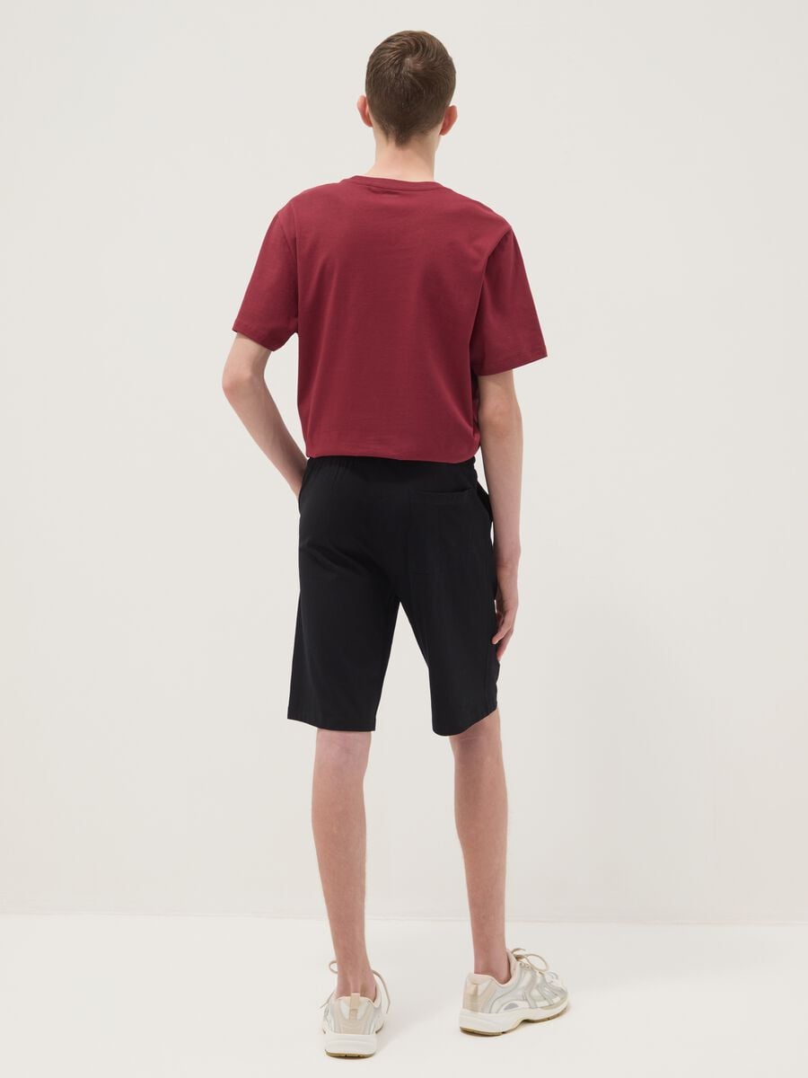 Black organic cotton Bermuda shorts with elasticated waist_1