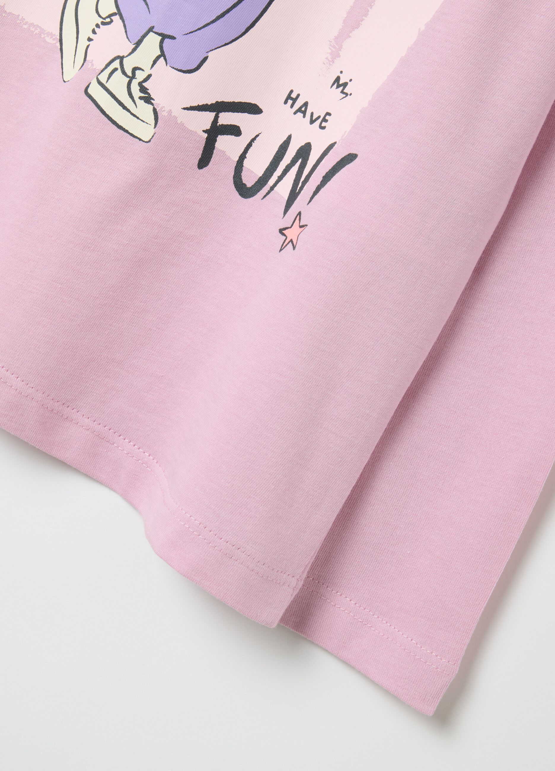 Girls' regular fit pink pure cotton top with print