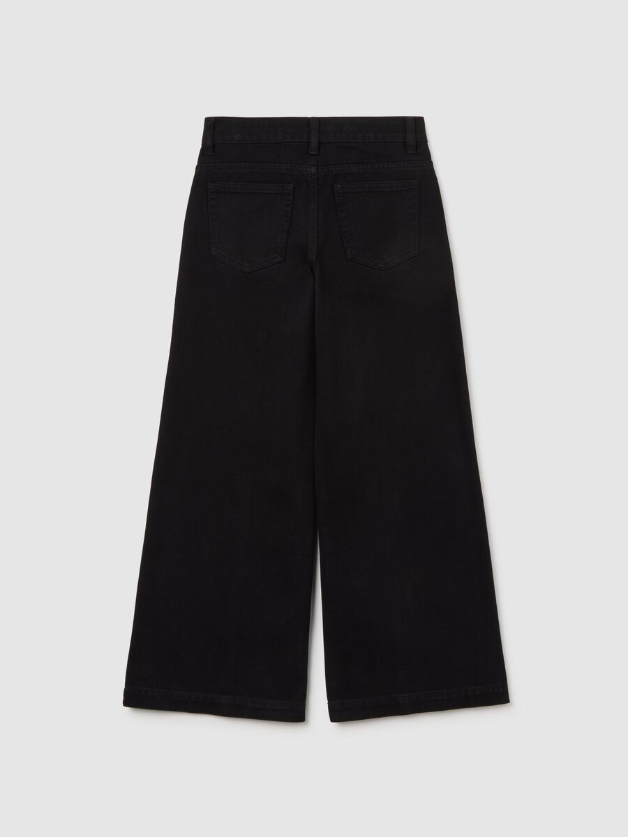 Girls' Black Flare Trousers in Pure Cotton_4