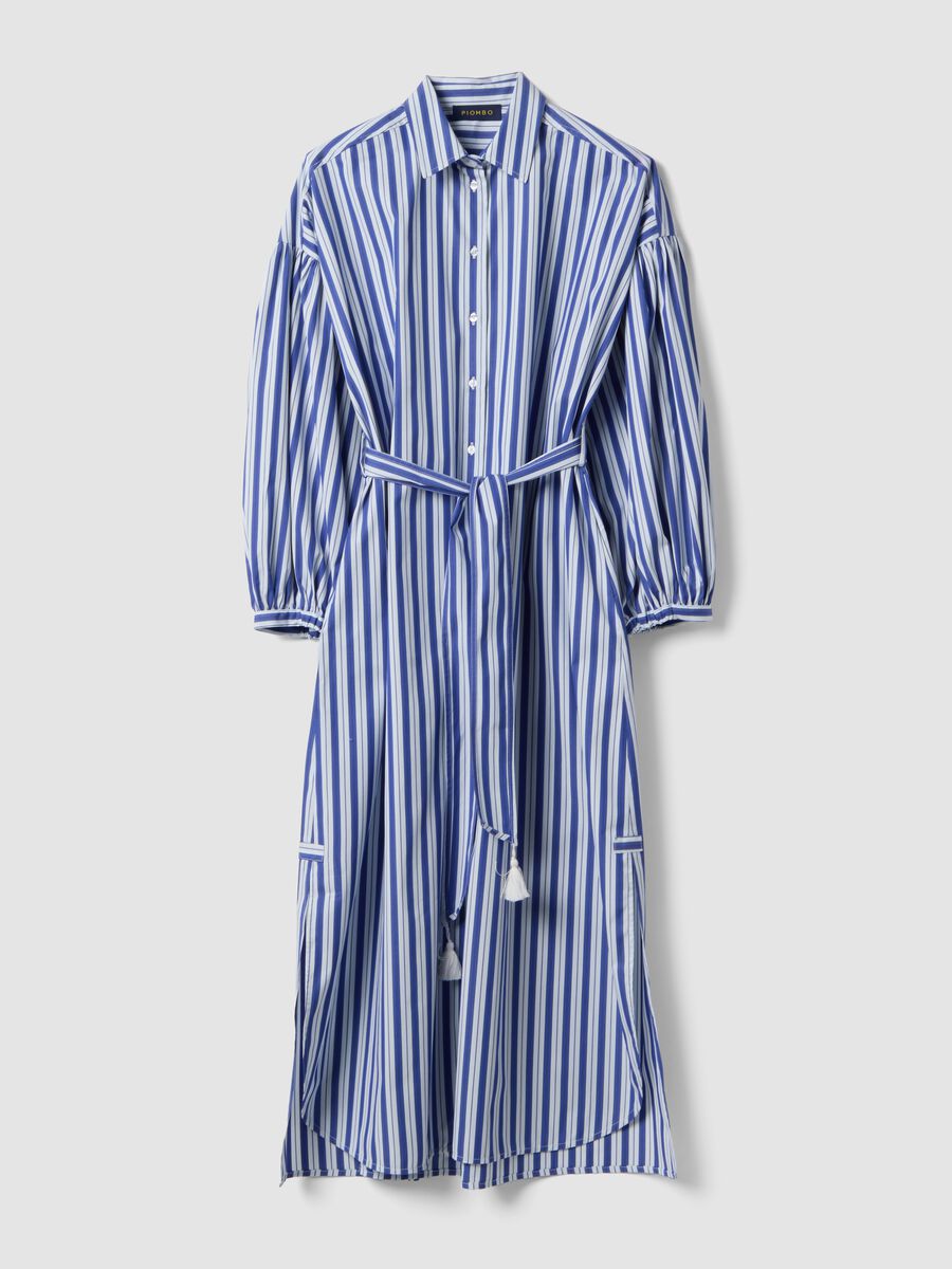 Blue striped pure cotton maxi dress_4