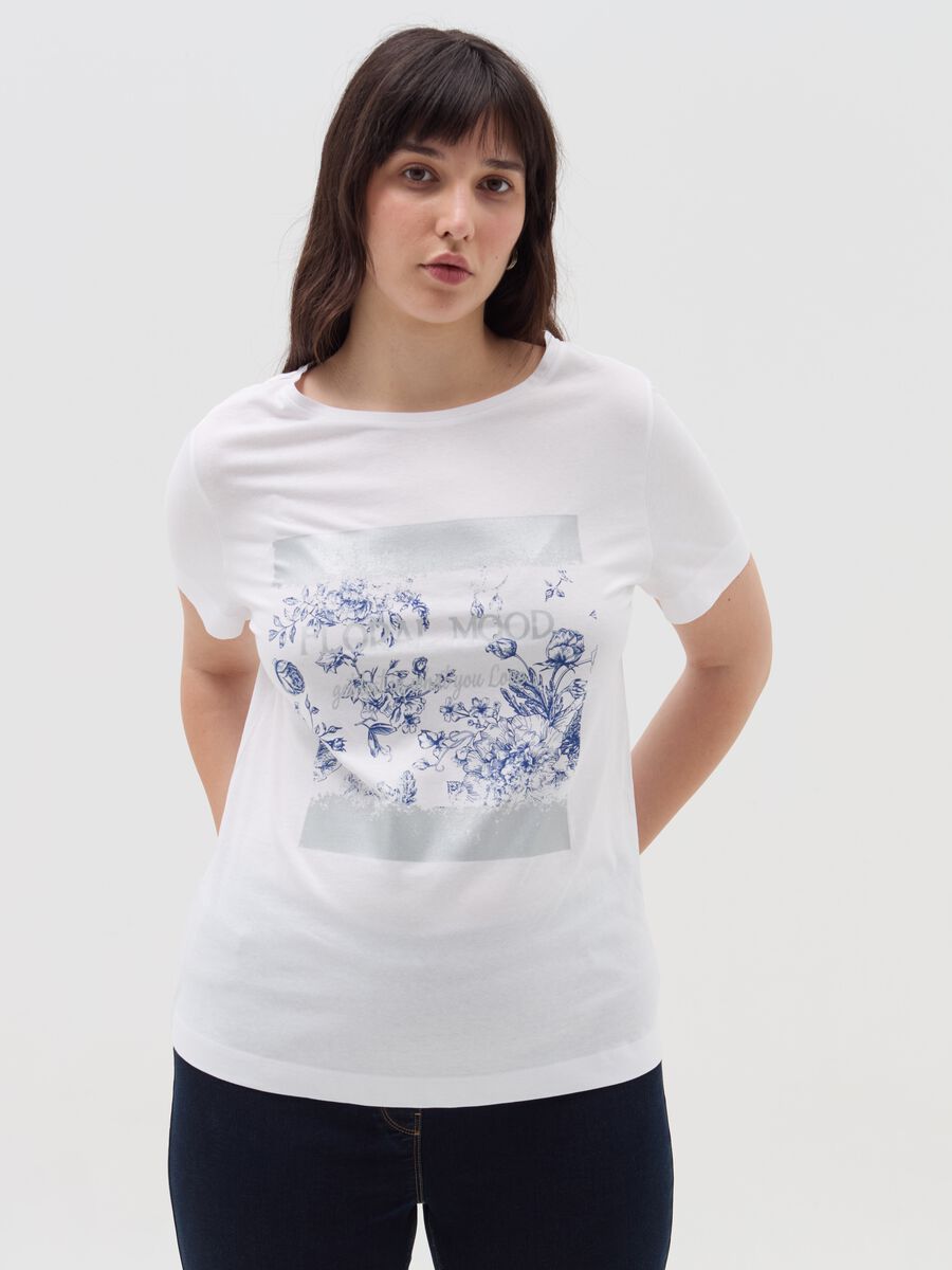 Curvy T-shirt with foil print_0