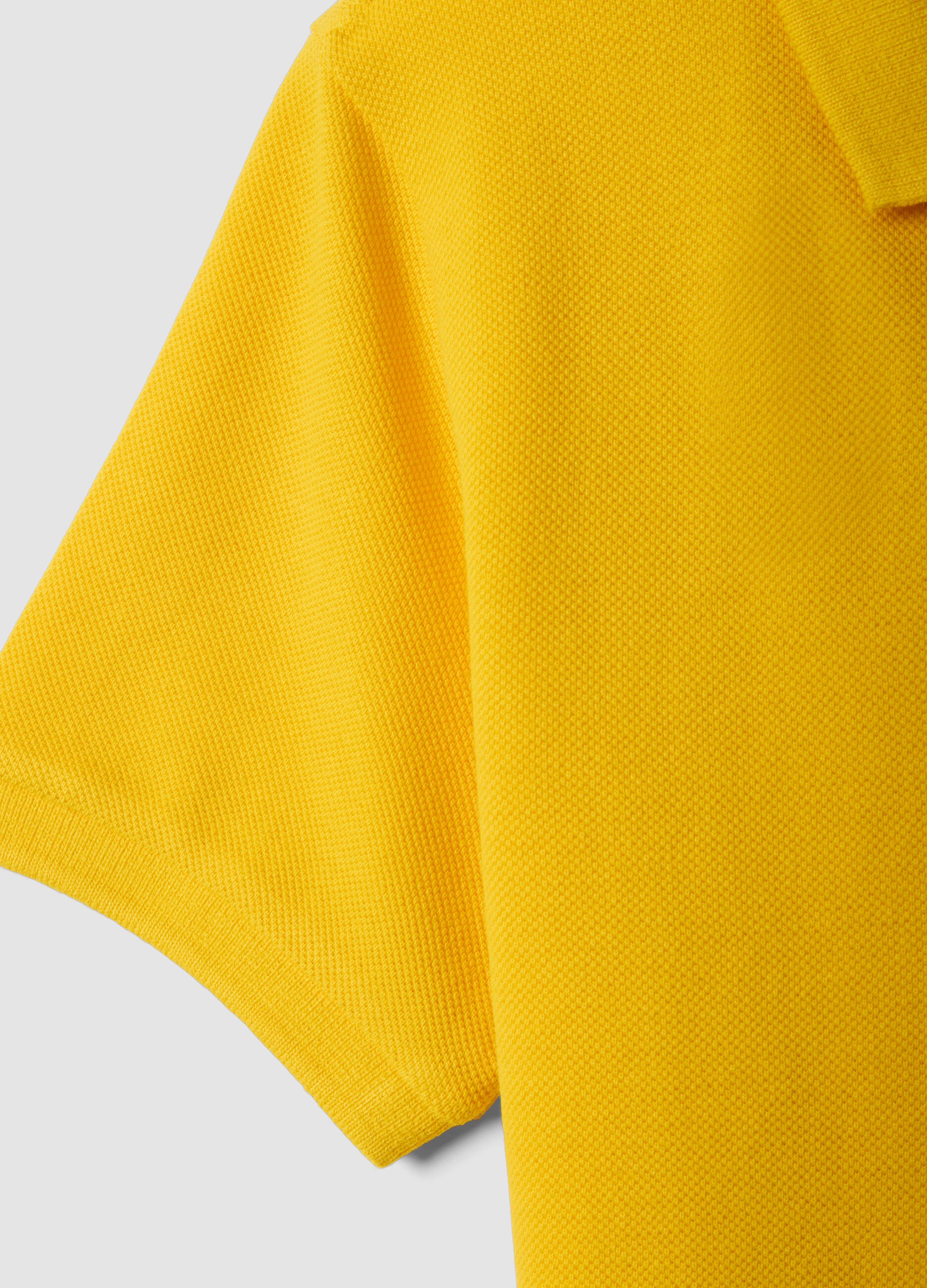 Yellow short-sleeve polo shirt in pure organic cotton for boys