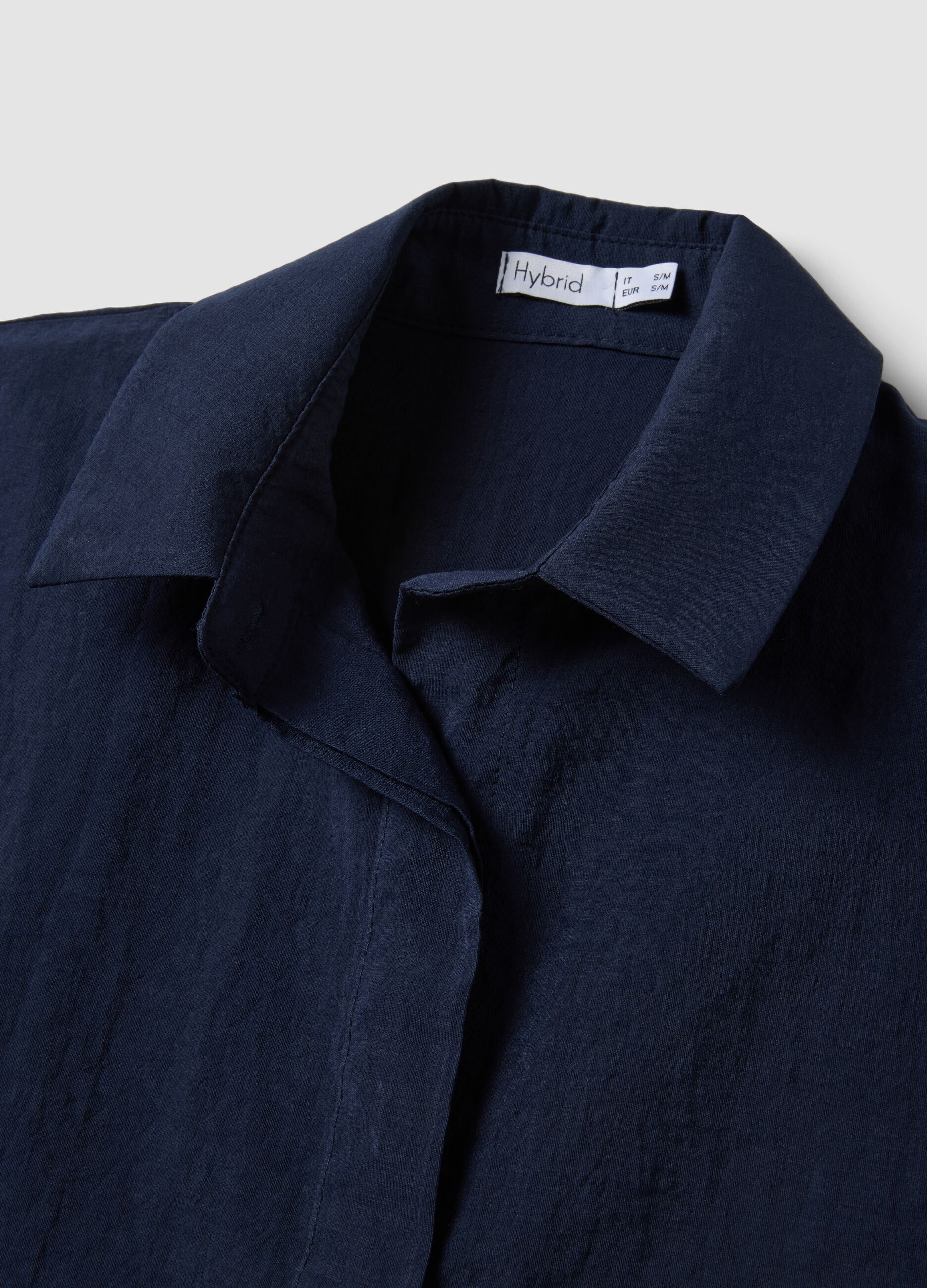 Blue viscose-blend shirt