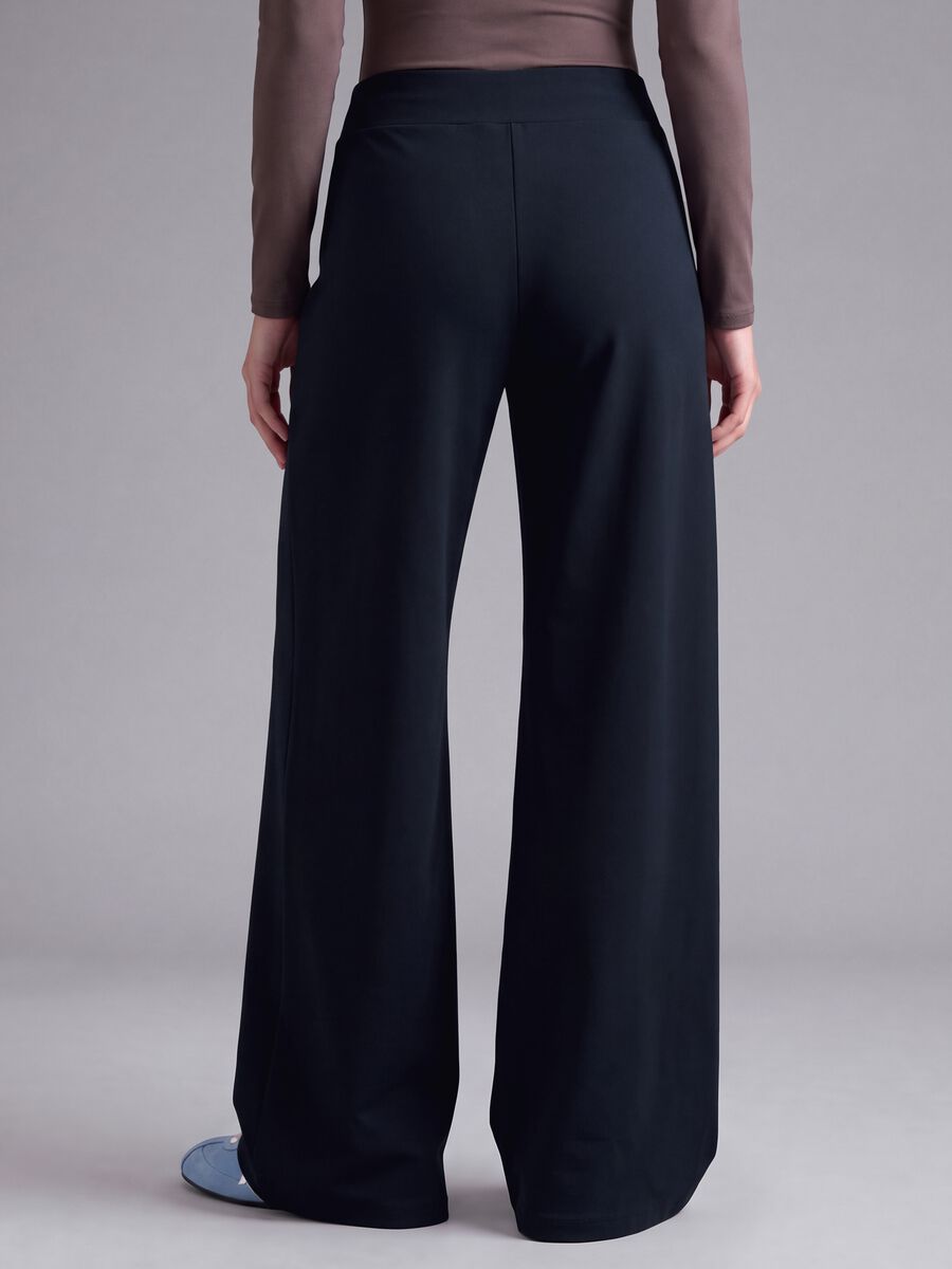 Pantaloni blu in tessuto elasticizzato wide leg ALTAVIA STUDIO_3