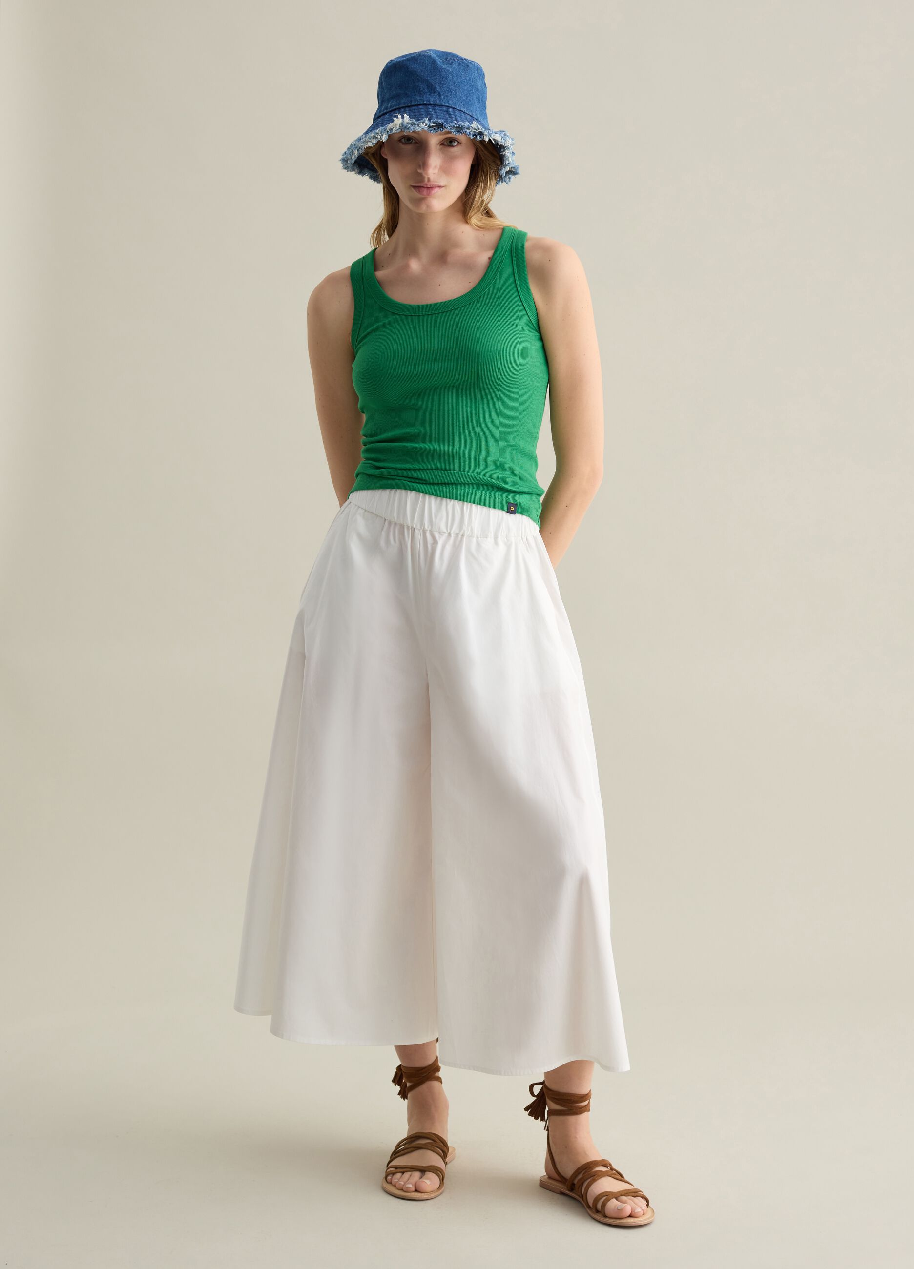 Green ribbed tank top