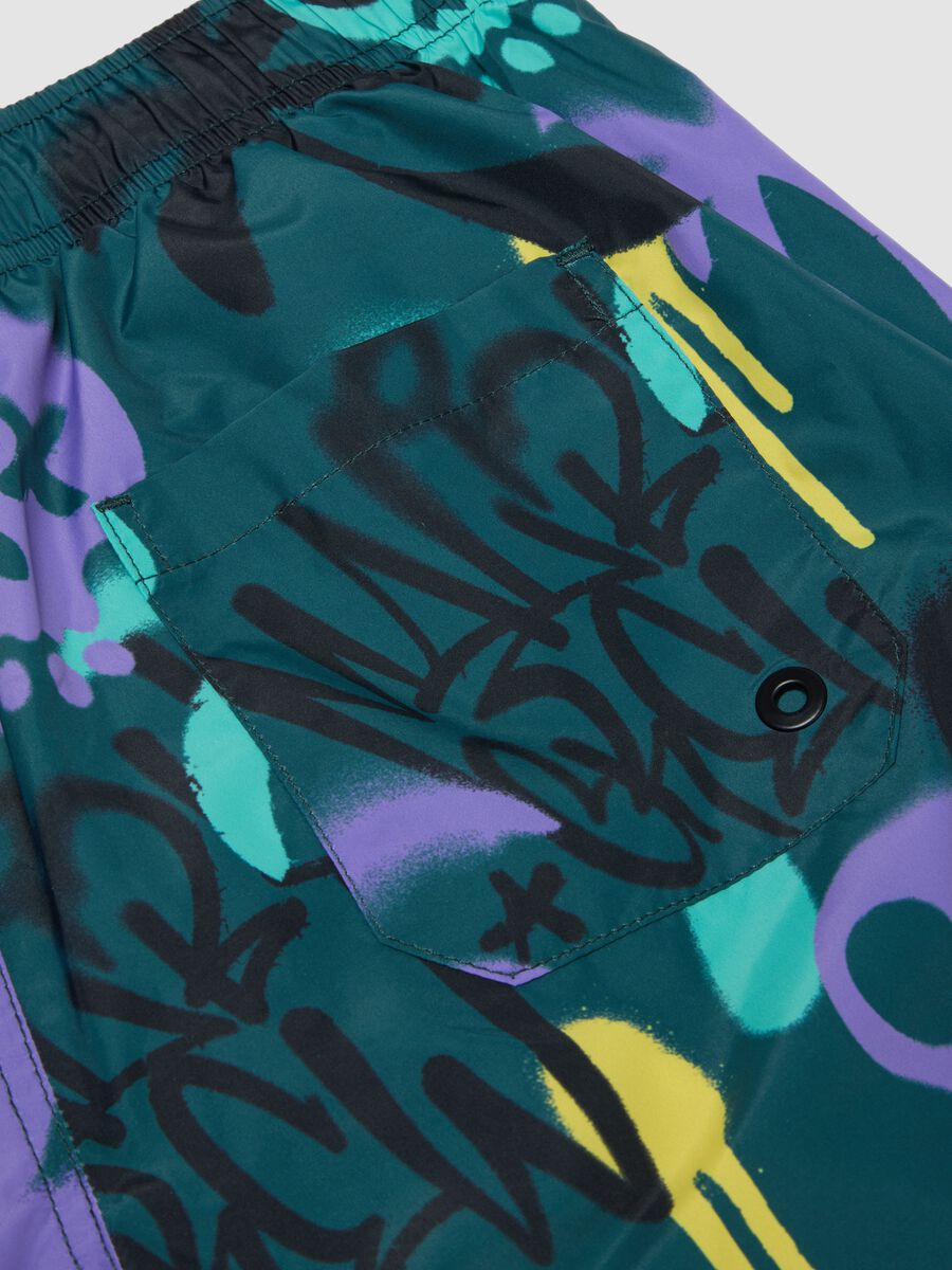 Blue patterned boys&rsquo; swim shorts_3