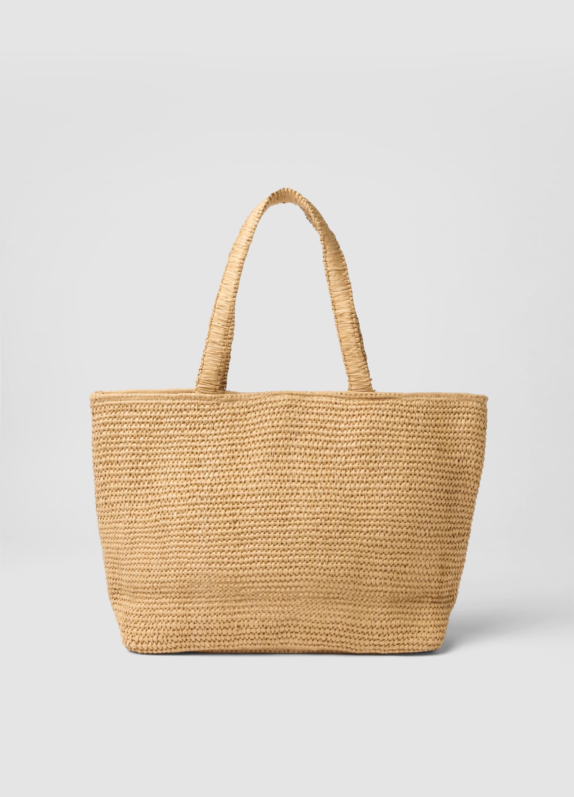 Beige cotton-blend and paper-fabric beach bag with bead detailing