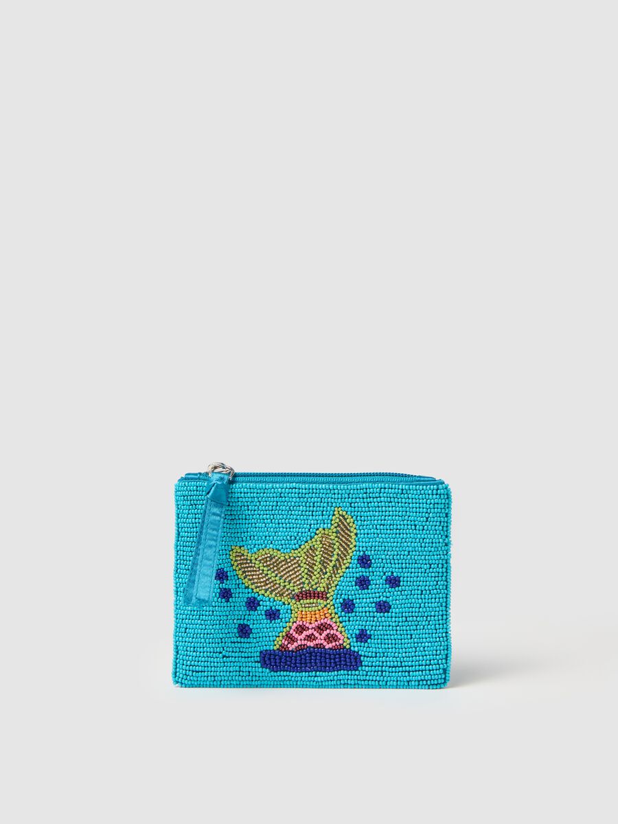 Blue wallet with glass decorations_0