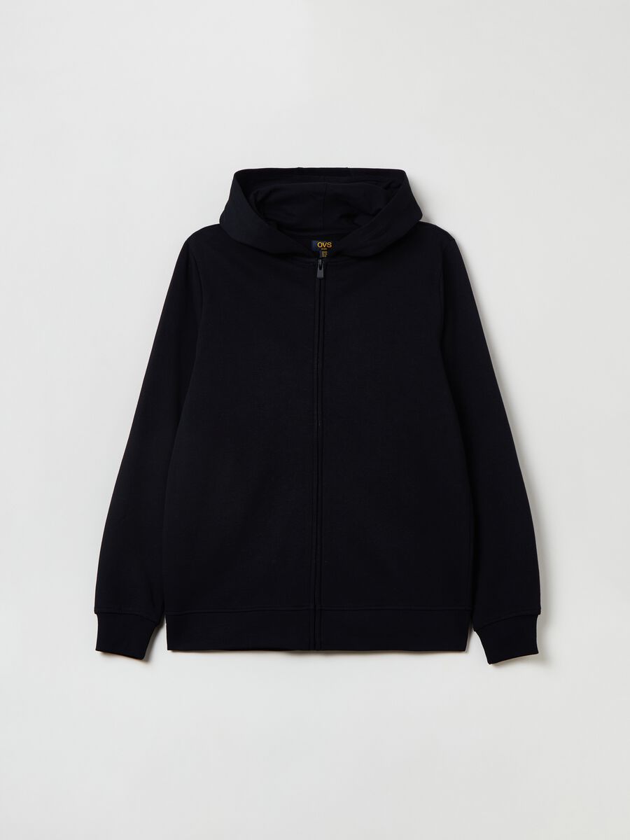Full-zip in felpa con cappuccio_0
