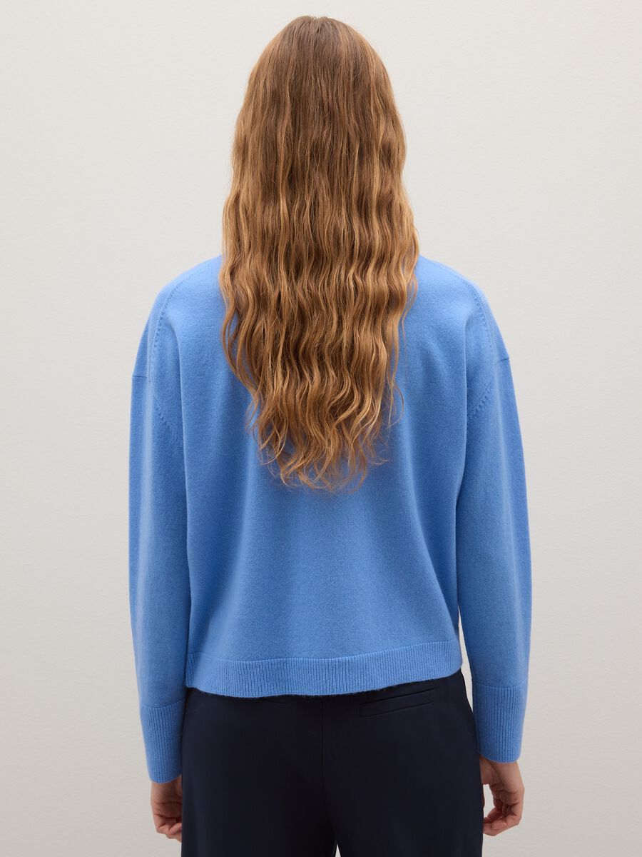 Blue regular fit pure wool sweater_3