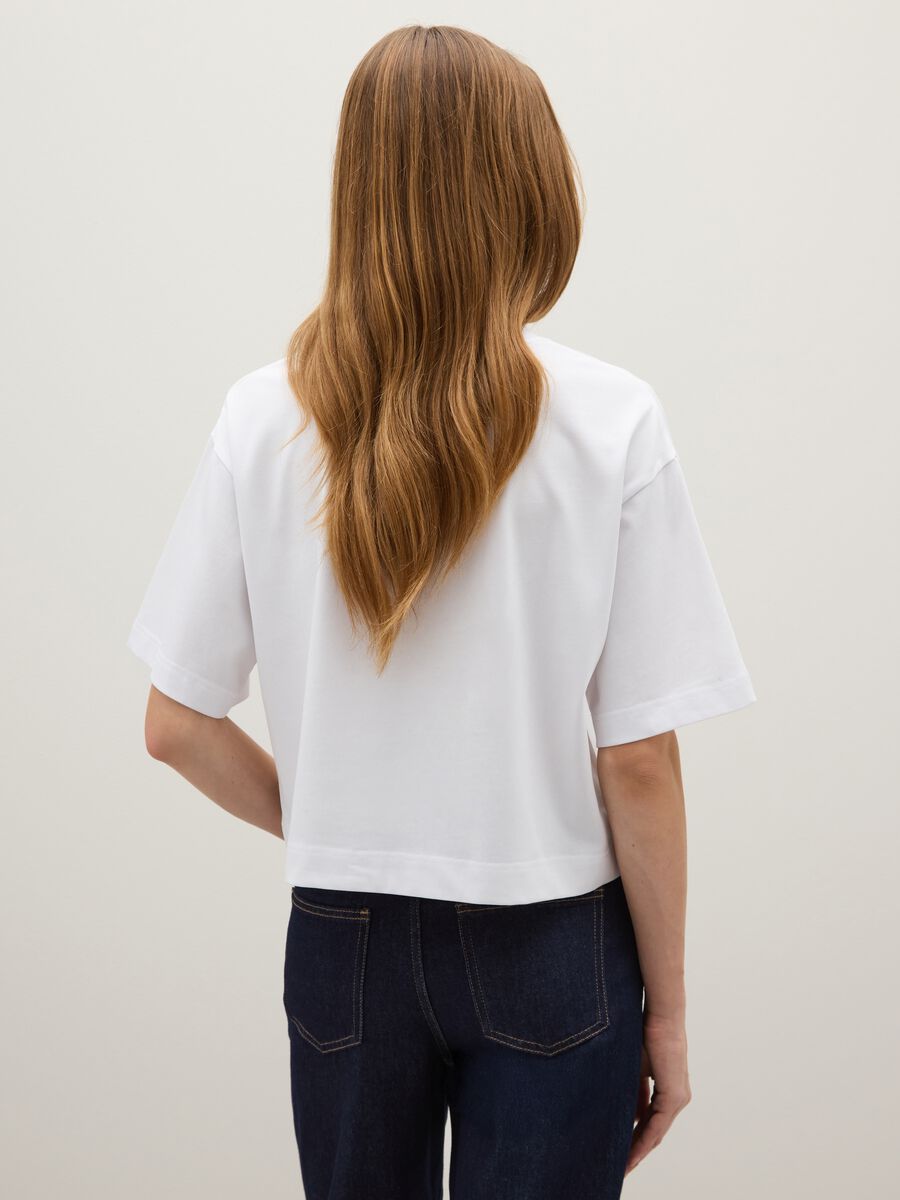 White cotton blend boxy fit T-shirt_2