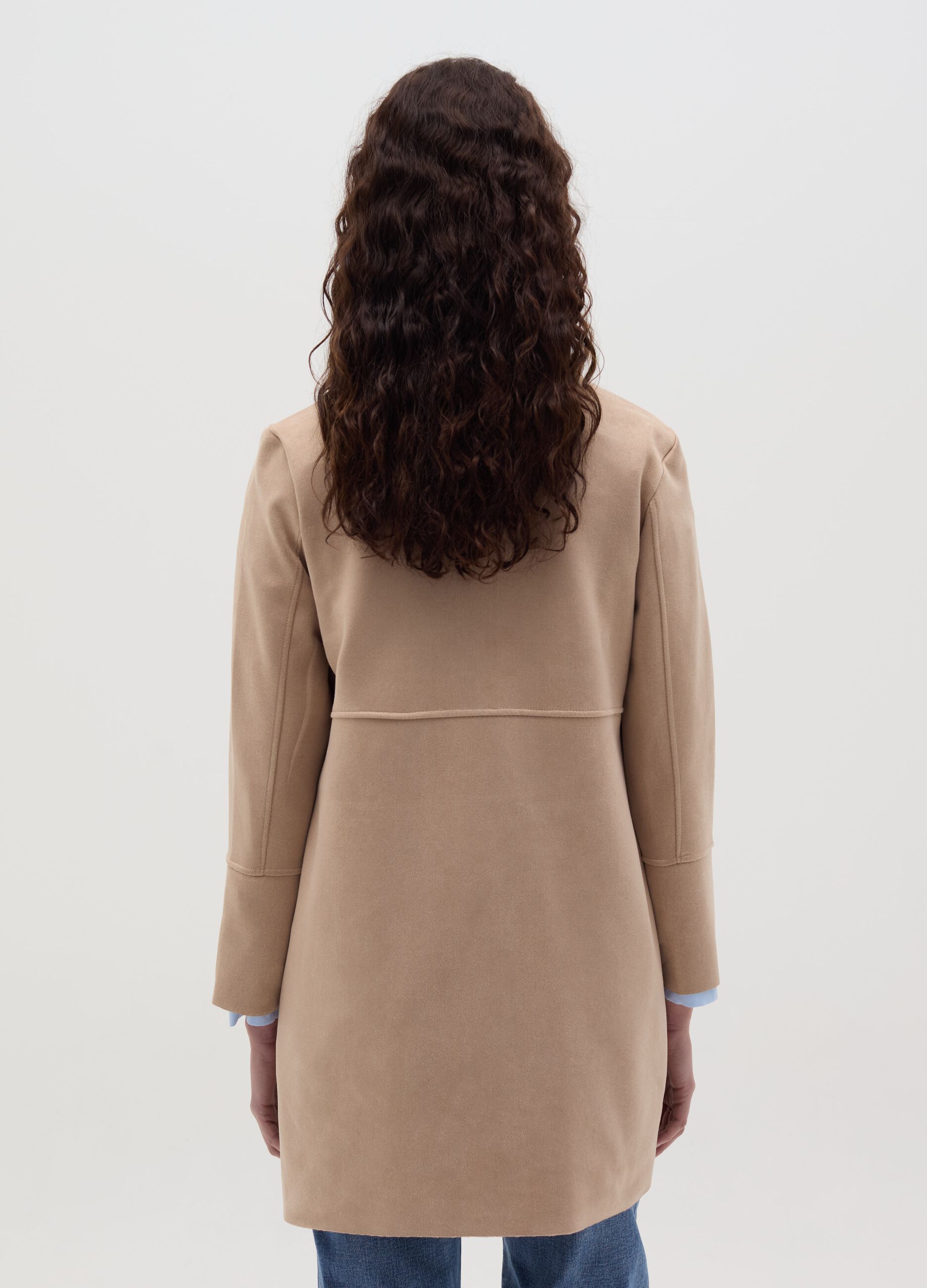 Long suede jacket with buttons