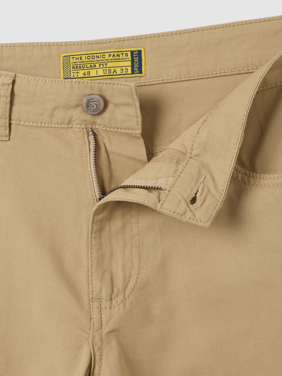 Men's beige pure cotton Bermuda shorts regular fit_1