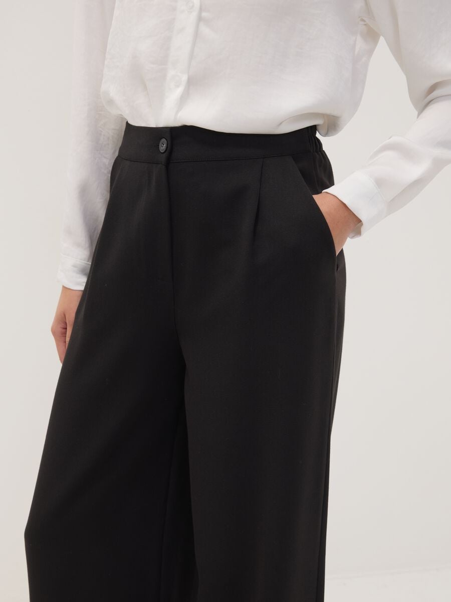 Black stretch viscose regular-fit trousers_2