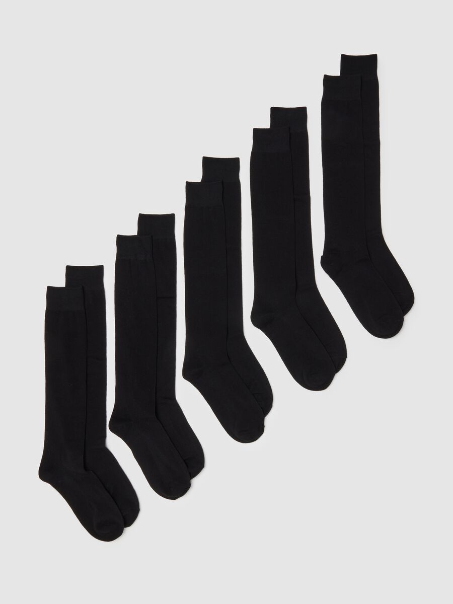 Multipack of long black socks in elasticated cotton blend_0
