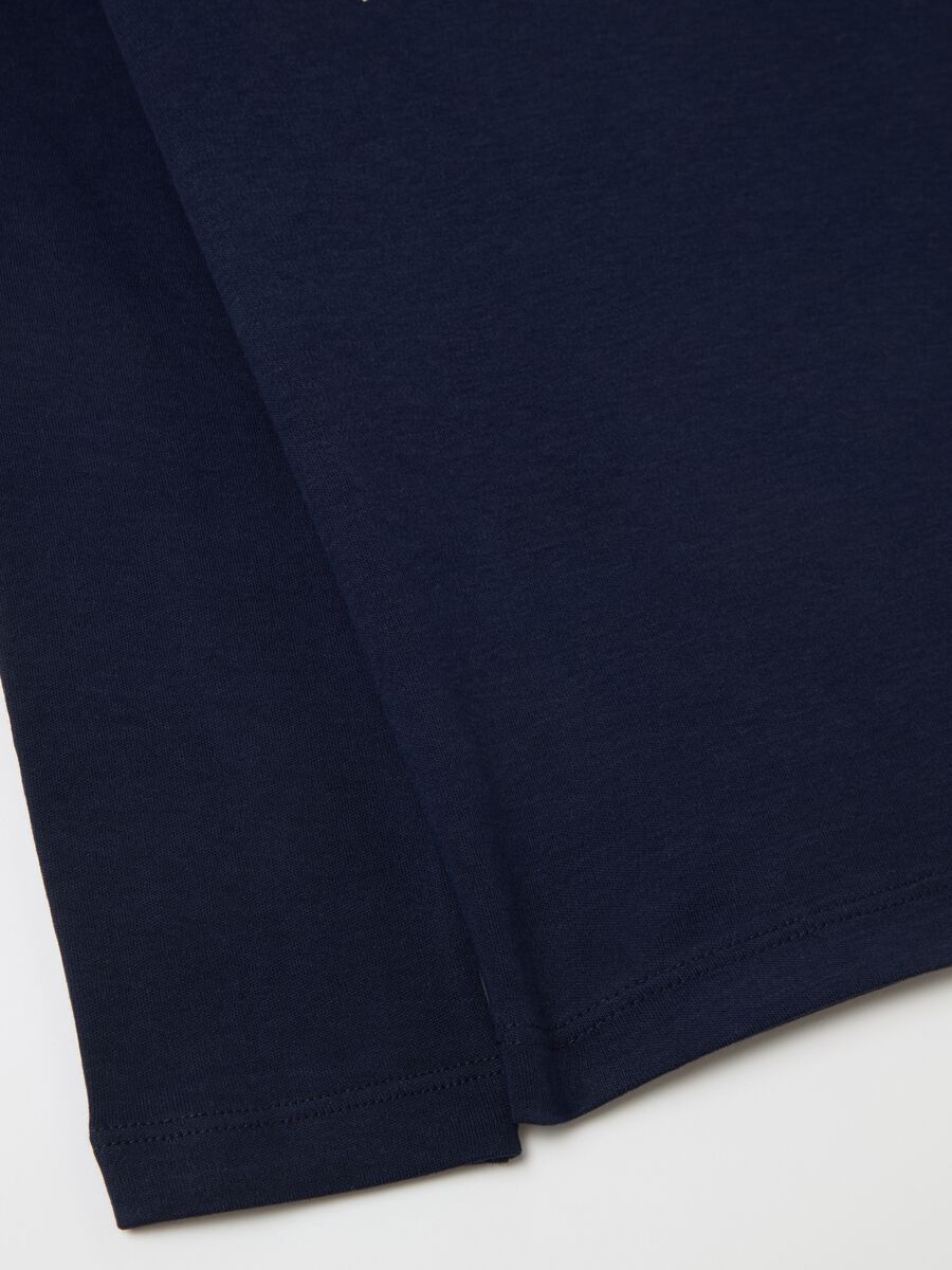 Cotton T-shirt with high neck and print_3