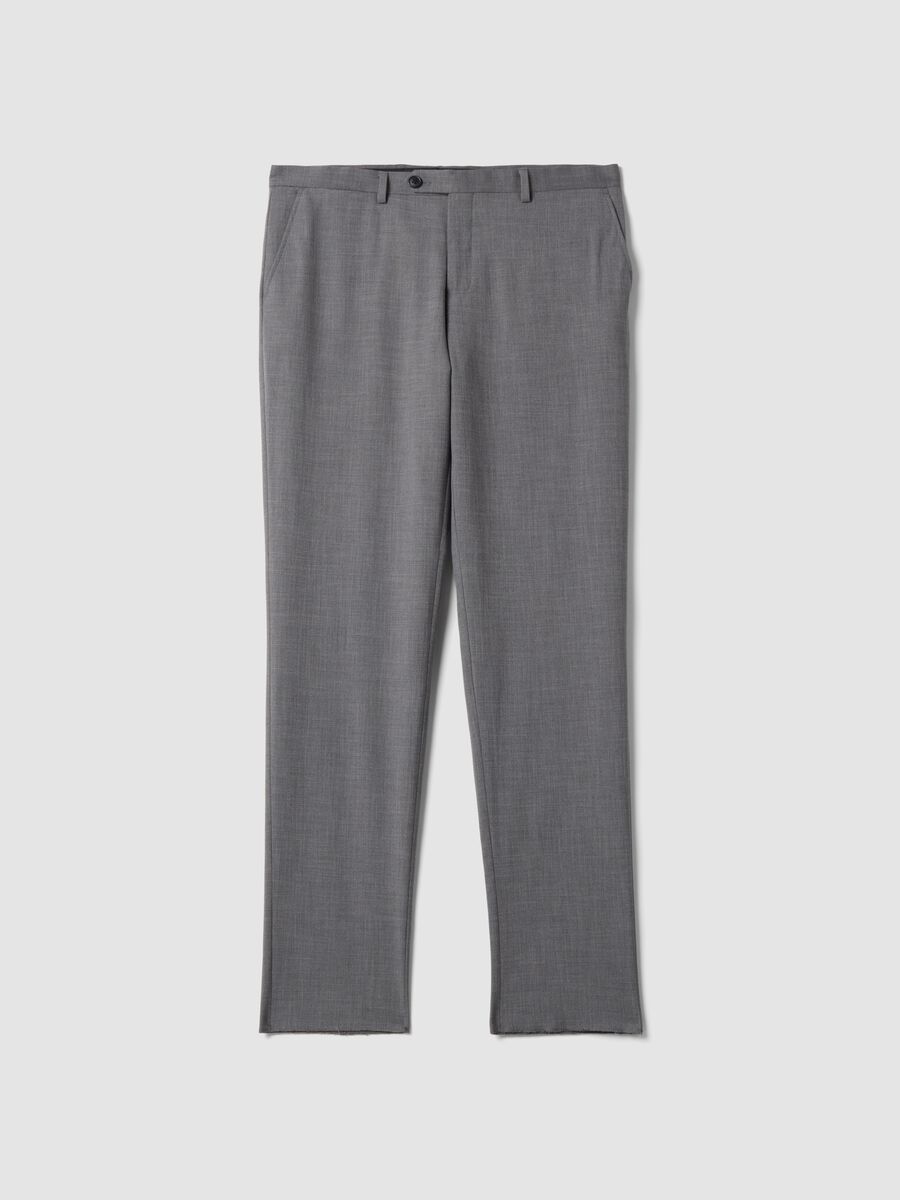 Pantaloni formali grigi in viscosa elasticizzata slim fit_4