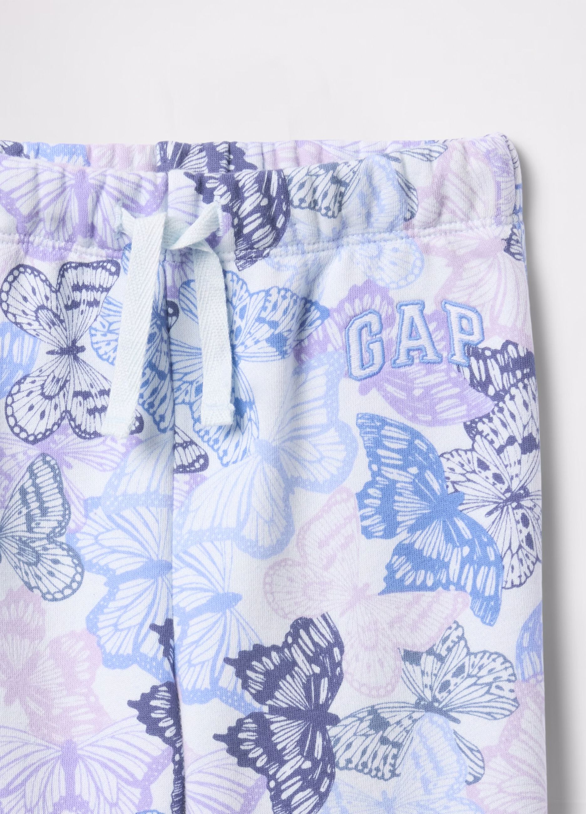 Joggers with drawstring butterflies print and logo embroidery