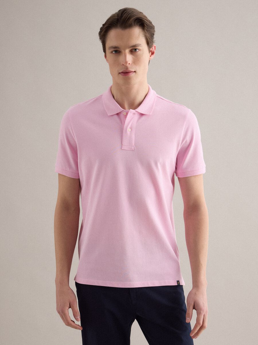 Polo a maniche corte in puro cotone rosa regular fit_0