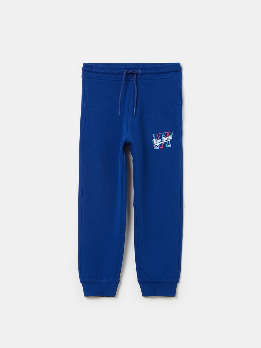 Fleece joggers with drawstring and print_0