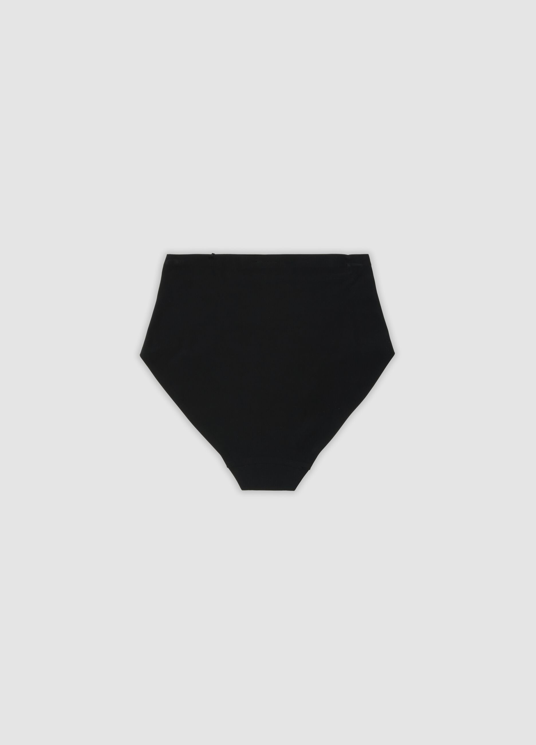 Black high-waisted Brazilian briefs in stretch fabric with a shaping effect