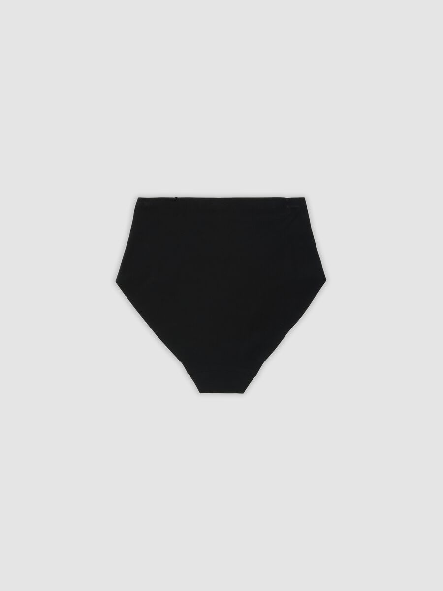 Black high-waisted Brazilian briefs in stretch fabric with a shaping effect_6