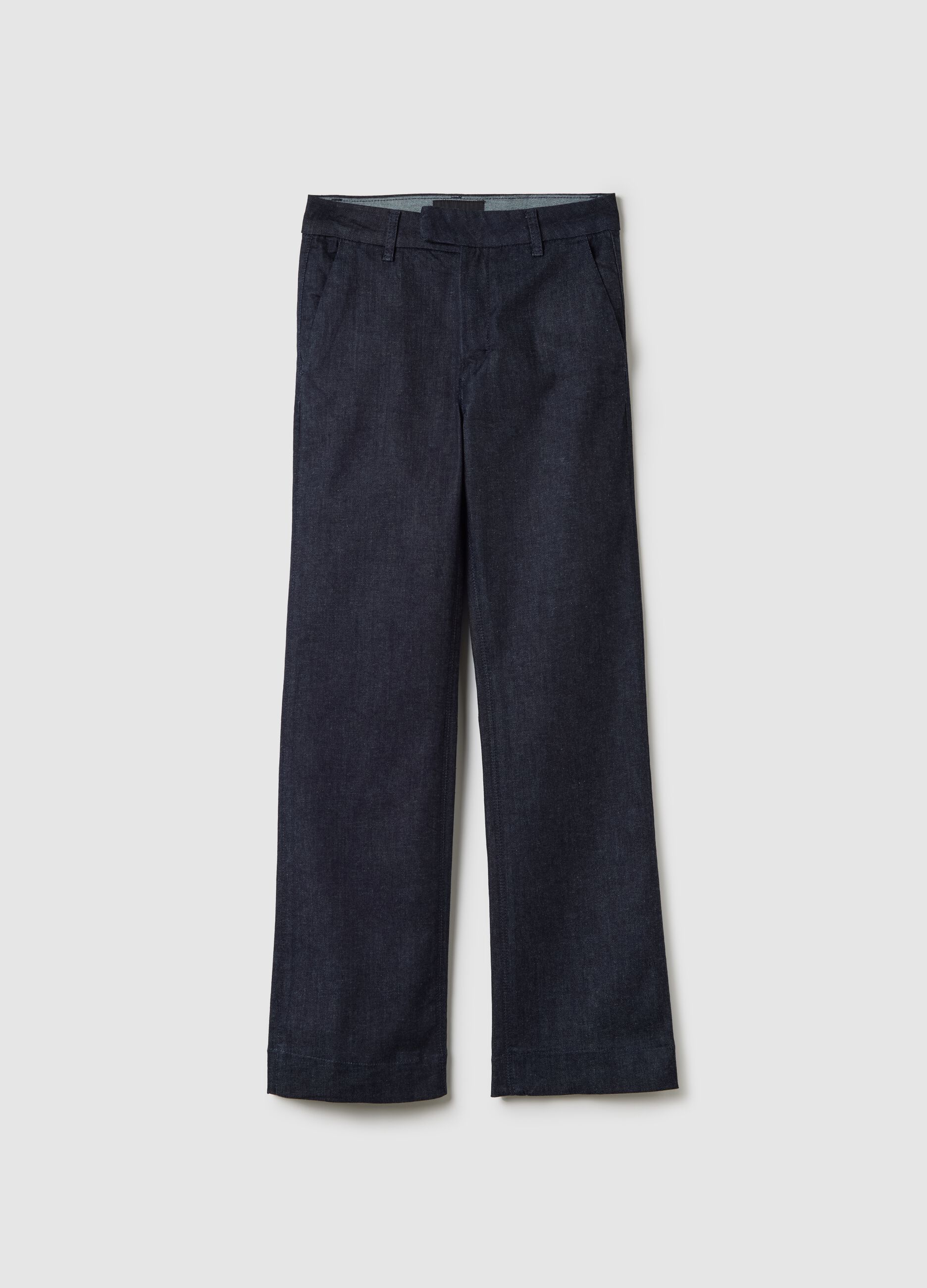 Dark-wash bootcut jeans with pockets