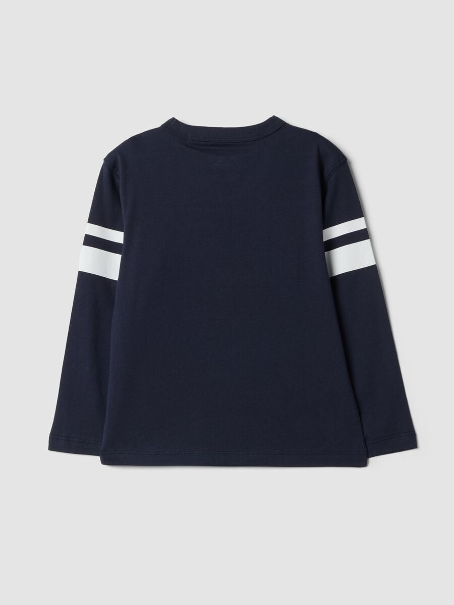Blue pure cotton T-shirt with college print, regular fit_1