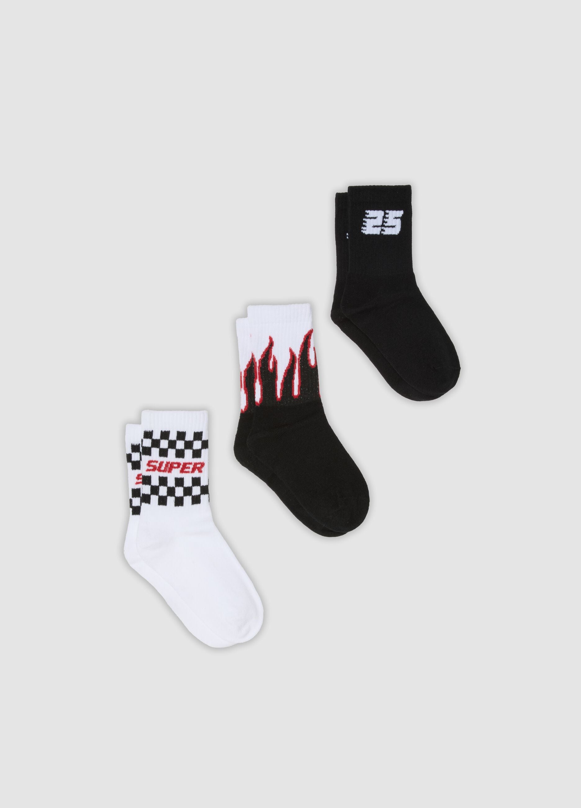 Boys&rsquo; 3-pack multicolour short socks in stretchy organic cotton