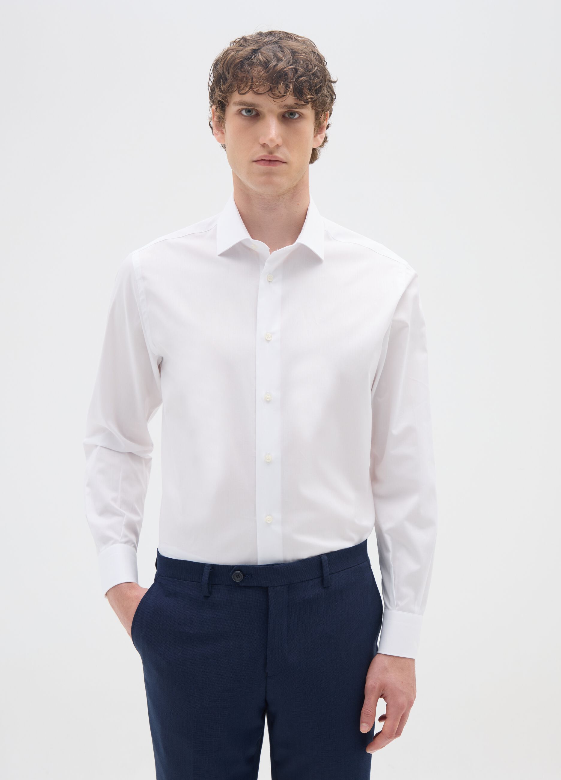White pure cotton regular fit shirt