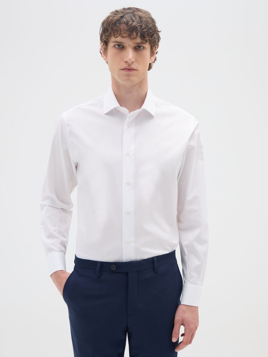 White pure cotton regular fit shirt_0